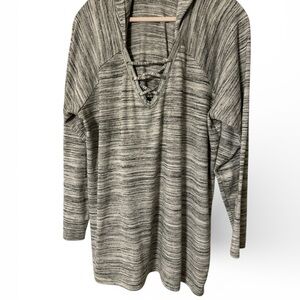 Torrid Black and Gray Striped Hoodie